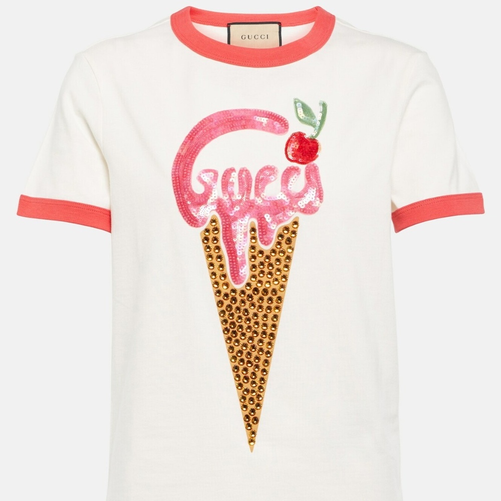 NWT Gucci Embellished Ice Cream Graphic T Shirt